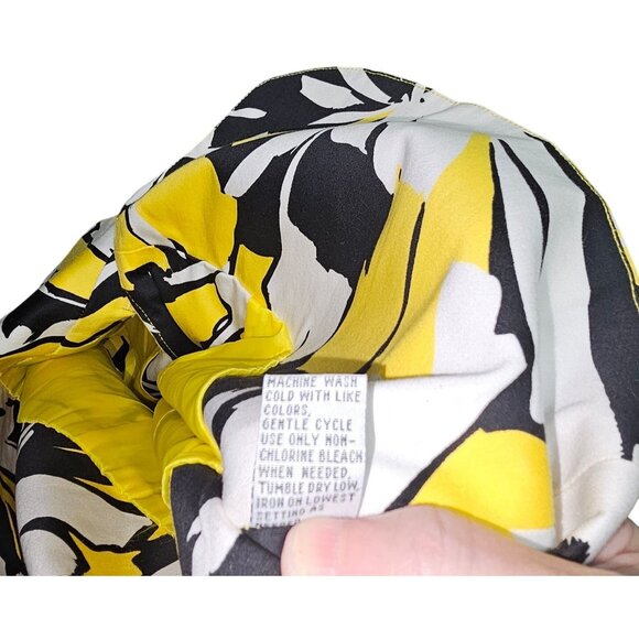 Jennifer Eden Womens Abstract Print Buttoned Short-Sleeve Blazer White/Yellow/Bl - Picture 7 of 10